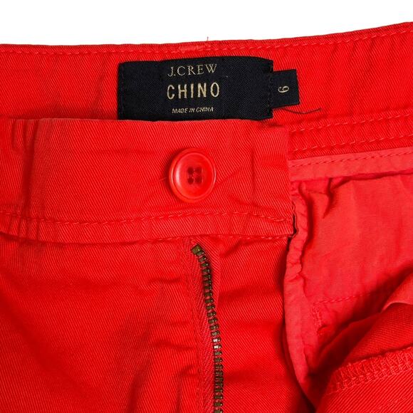 J. Crew Red Orange Midrise Flat Front 9" Chino Shorts - Picture 3 of 6